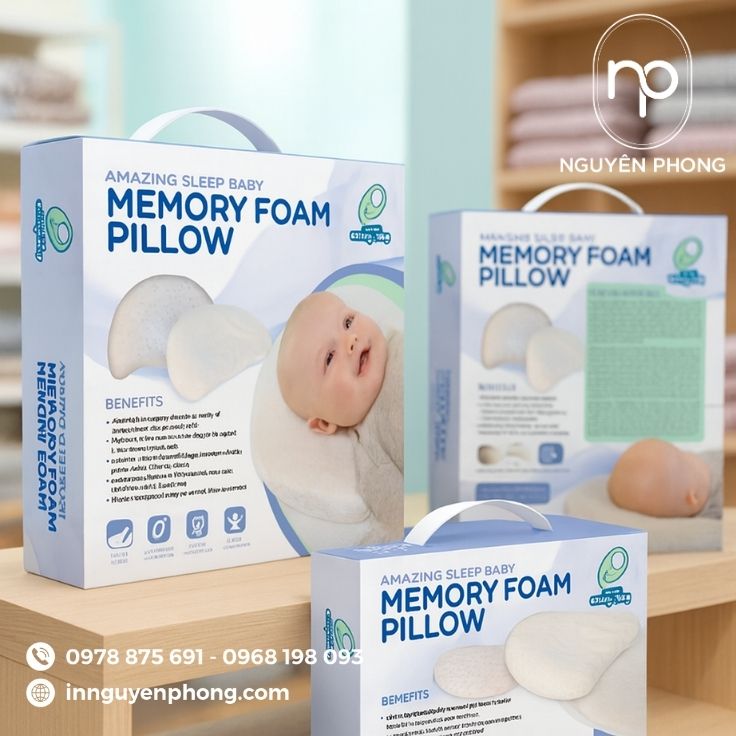 Mẫu hộp giấy đựng gối em bé